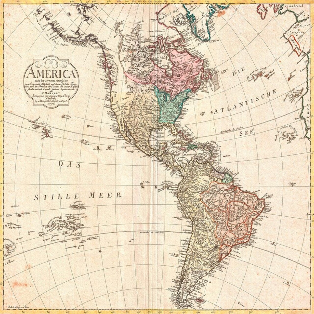 Map of North America and South America, 1796 Poster Print by Mannert Conrad - Item # VARPDX1MP4987
